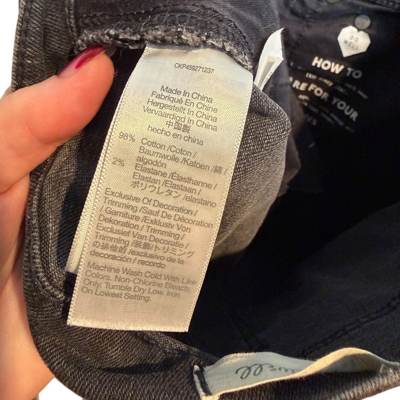 Madewell The Perfect Vintage Straight Jean Black Nela‎ Wash Split Hem Size 25 - Picture 9 of 11